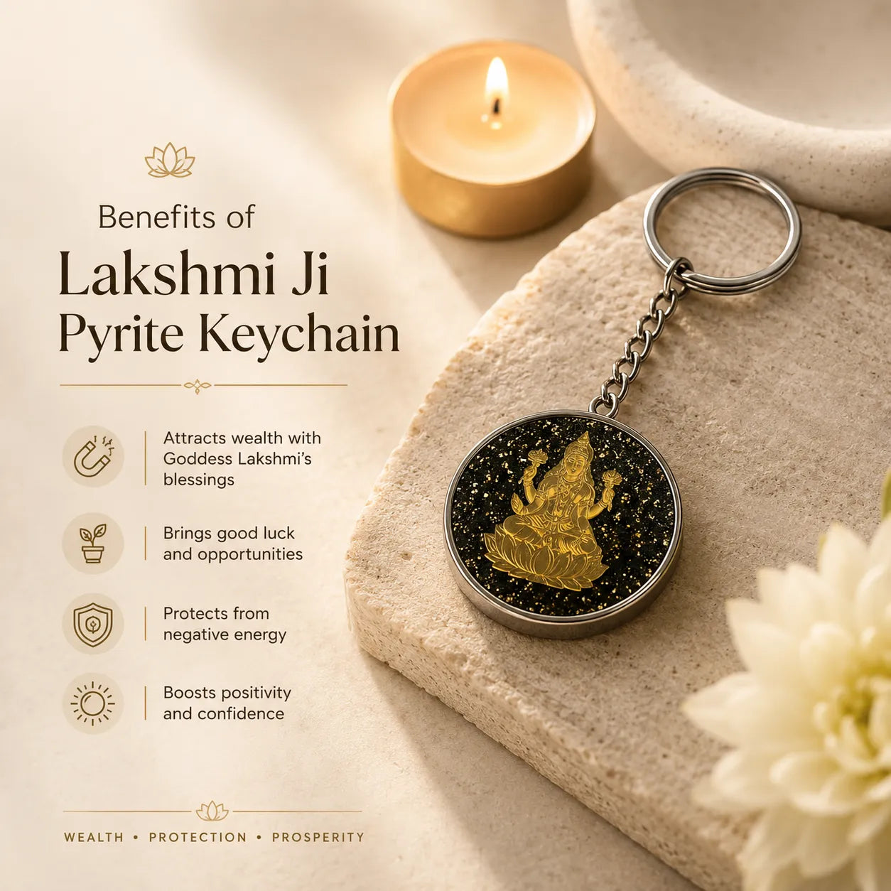 Lakshmi Ji Pyrite Keychain