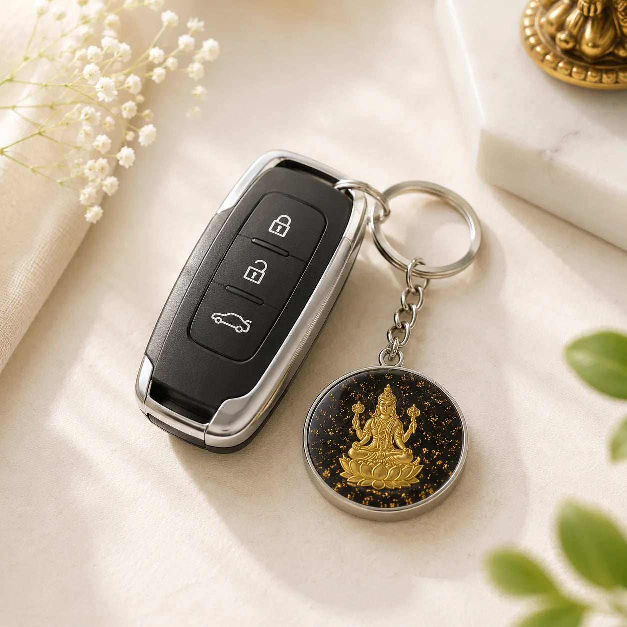 Lakshmi Ji Pyrite Keychain