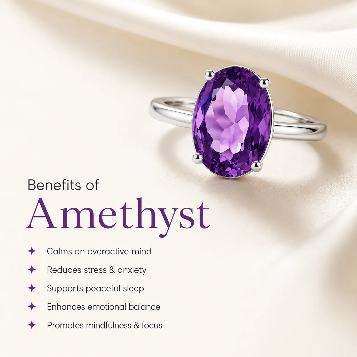 Amethyst Ring – The stone of stress relief energy.